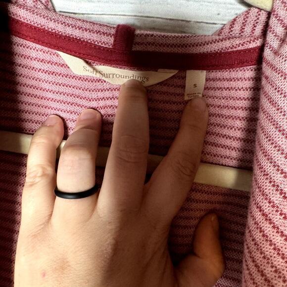 Soft Surroundings Pink Hooded Open Front Long Lone Cardigan Sweater Sm - Picture 2 of 4